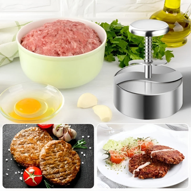 Fleischpresse Edelstahl für Perfekte Burger Patties, Klein und Groß, Leicht zu Reinigen