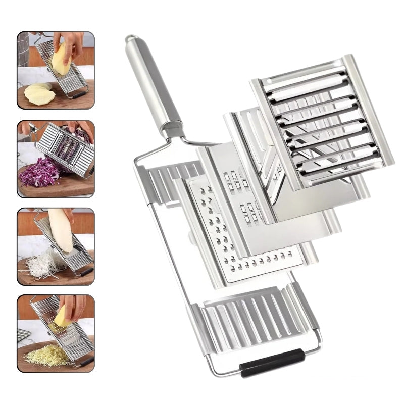 4-in-1 Edelstahl Gemüsehobel – Mehrzweck Gemüseschneider mit 8 scharfen Klingen, ideal für Obst und Gemüse