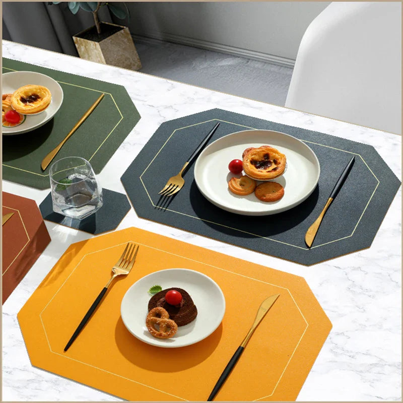 Doppellagiges PU Leder Tischset - Rutschfestes, Wasserabweisendes Platzset für Küche und Esstisch, 43 x 30 cm, Leicht zu Reinigen
