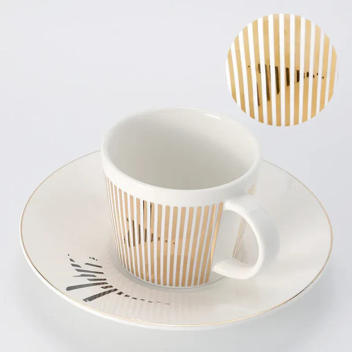 Keramik-Kaffeetasse mit Spiegelreflexionsdesign, 230 ml, Kreative Tasse mit Untertasse
