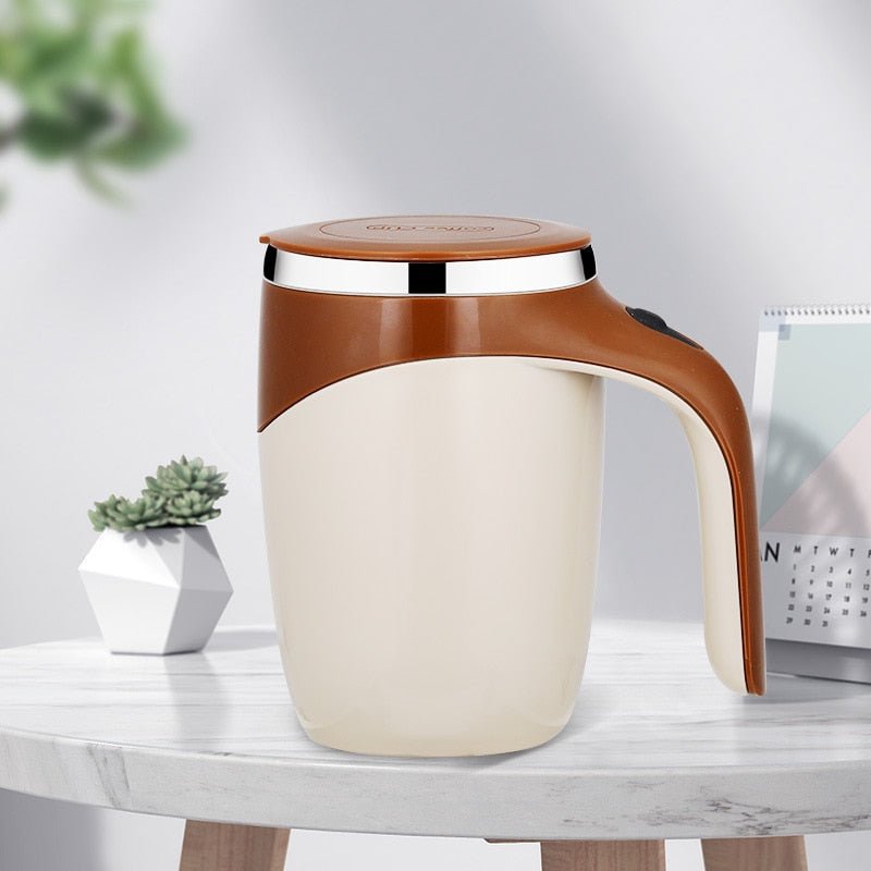 Automatischer Rührbecher – Selbstumrührender Edelstahl-Becher, 400 ml, Ideal für Kaffee und Proteinshakes