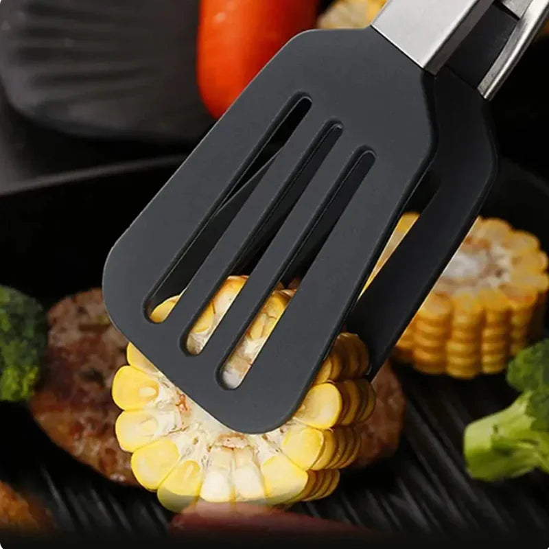 9-Zoll Edelstahl Silikon Küchenzange, Antihaft Grillszange, BBQ, Salat, Brot, Küchenaccessoires