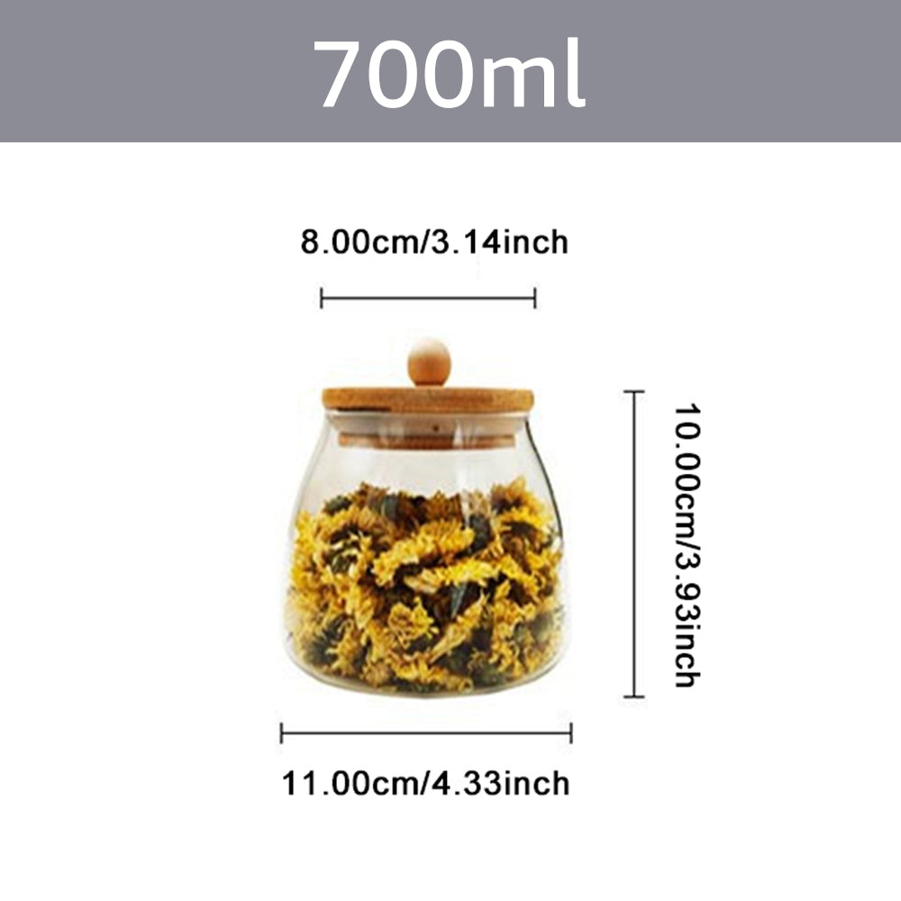 Glas Vorratsbehälter mit Holzdeckel – 500 ml/750 ml/950 ml, luftdicht, große Kapazität