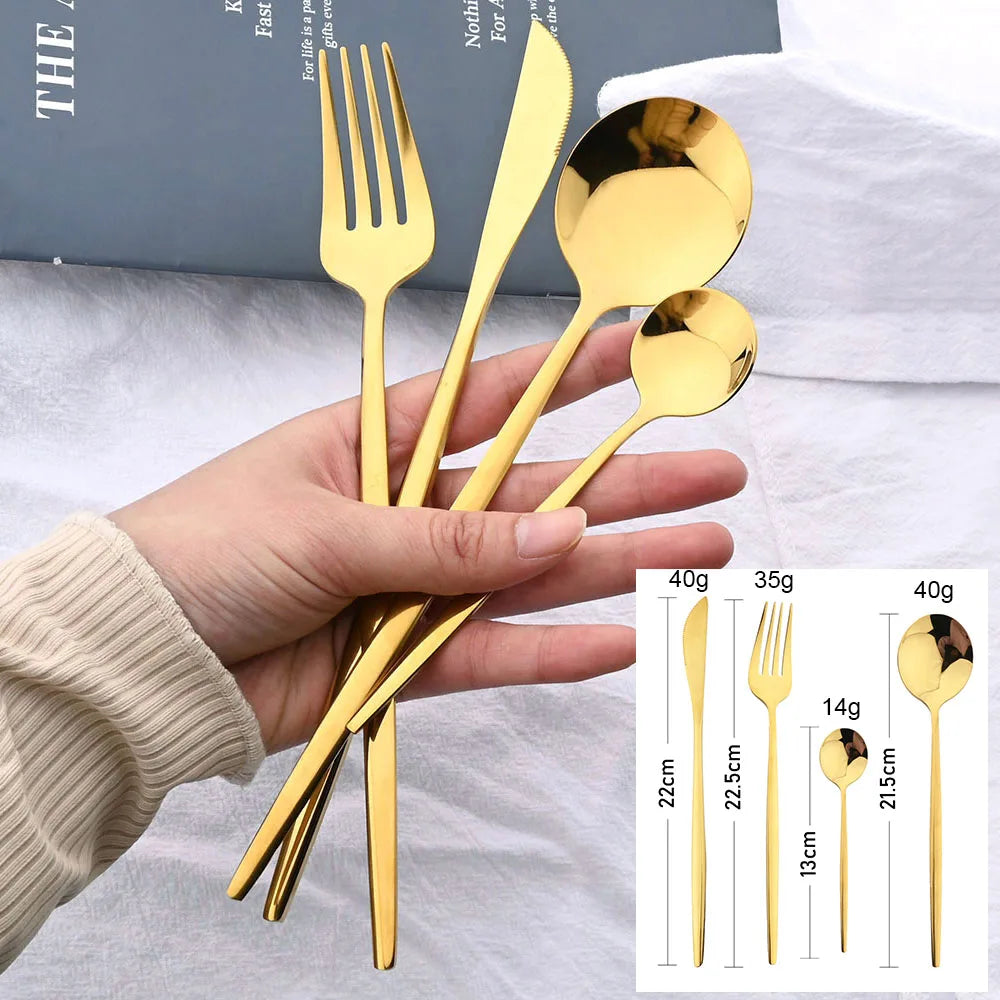 Besteckset 24-tlg. – Gold & Schwarz, Edelstahl