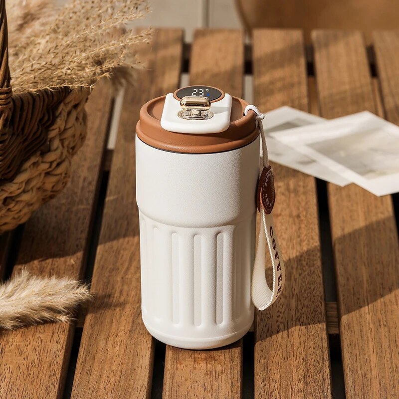 Thermo-Isolierbecher aus Edelstahl mit Temperaturanzeige, 500 ml, Tragbarer Thermobecher