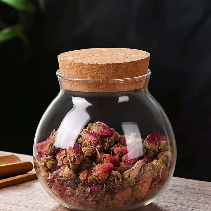 Multifunktionale Aufbewahrungsbox mit Holzdeckel – Runde Glasbehälter für Kaffee, Tee, Zucker, Mehl, Nüsse – Küchen Organizer