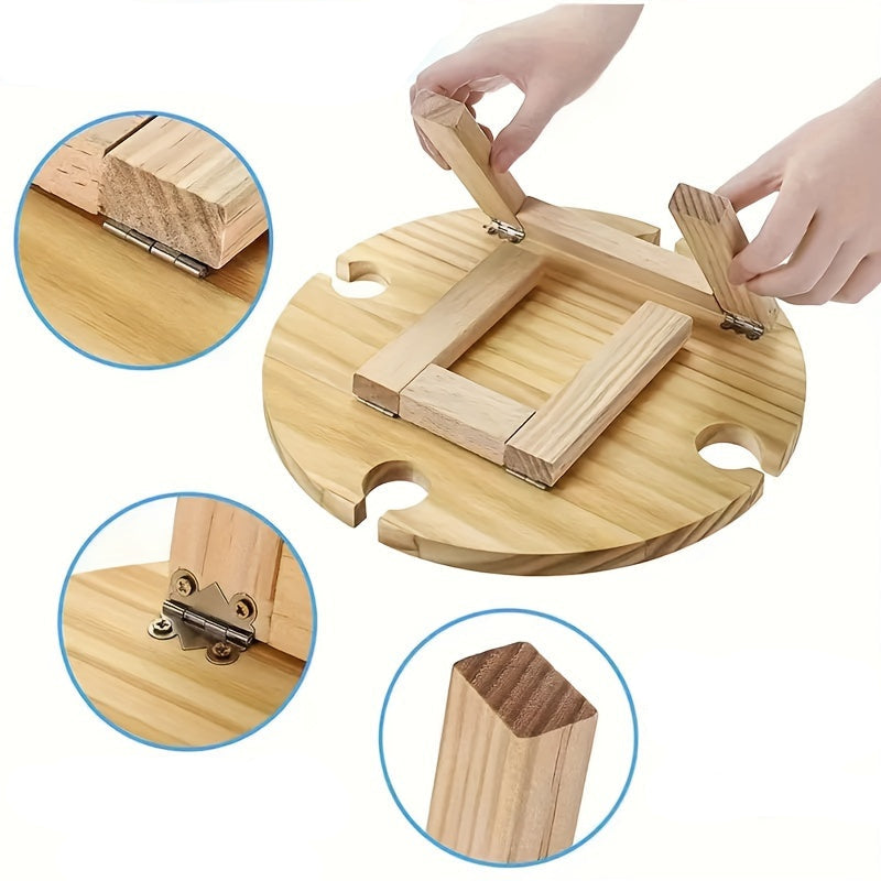 Klapptisch aus Holz für Snacks, Wein & Picknick
