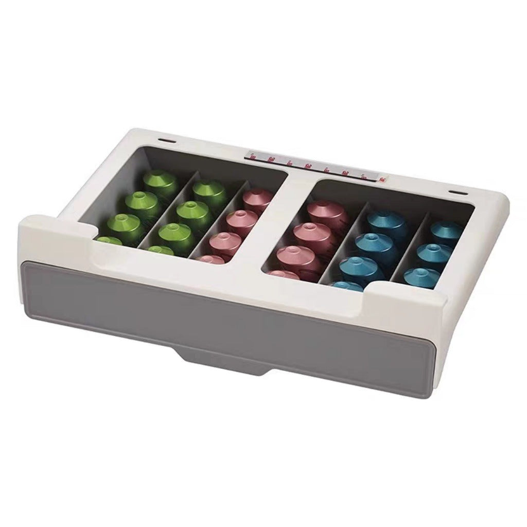 Koffiecapsule Aufbewahrungsbox, Kunststoff, 27.2x18.5x7.5cm, Platzsparendes Design, Organizer für Kaffeekapseln und Teebeutel