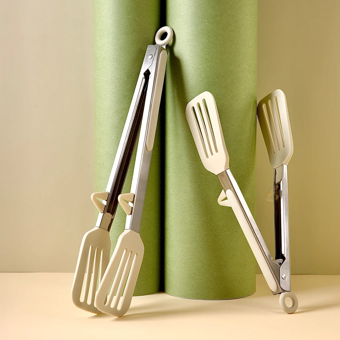 9-Zoll Edelstahl Silikon Küchenzange, Antihaft Grillszange, BBQ, Salat, Brot, Küchenaccessoires