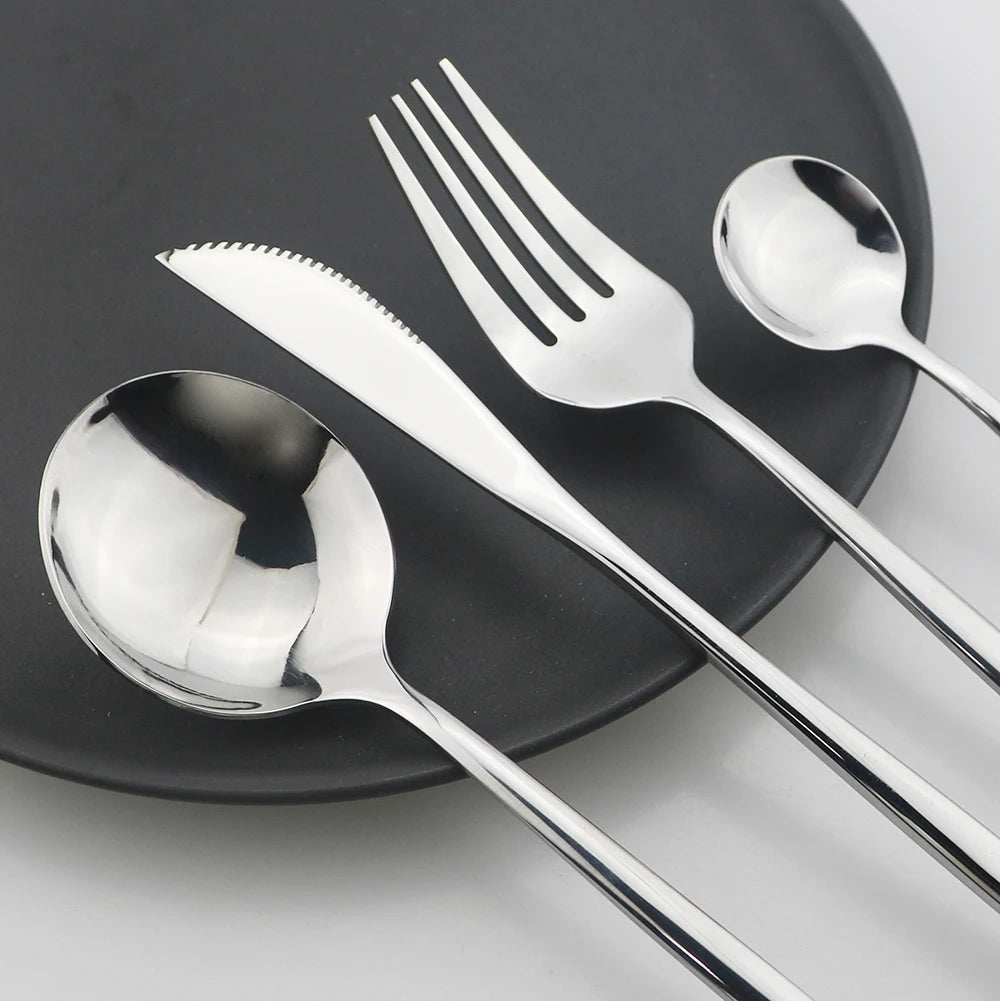 Besteckset 24-tlg. – Gold & Schwarz, Edelstahl