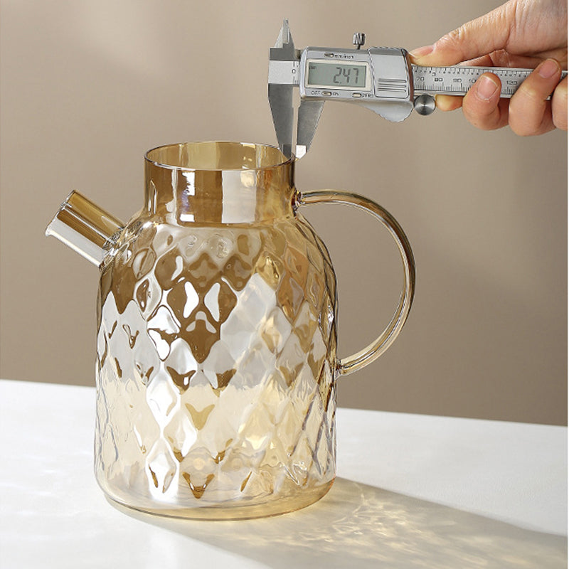 Champagner Teekanne aus Glas mit Bambusdeckel und abnehmbarem Filter, für losen Tee und Früchtetee, 1L / 1,5L / 1,8L