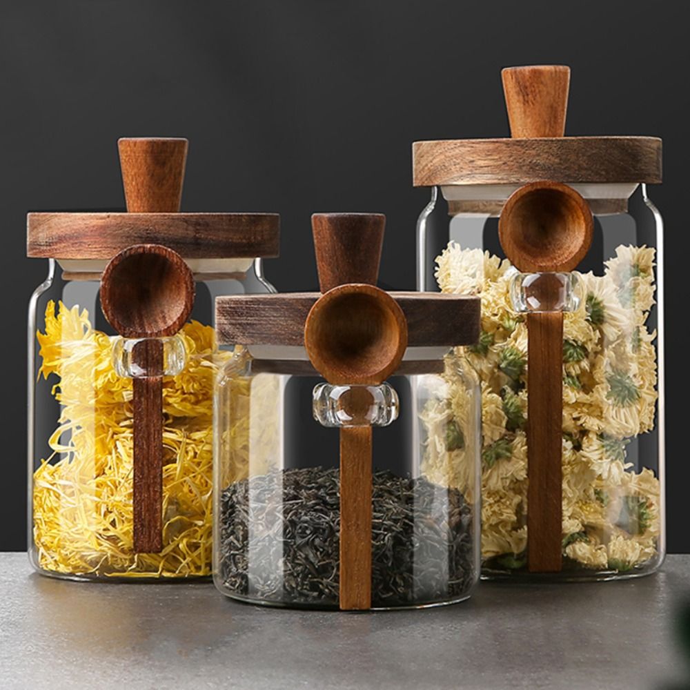 Glas Aufbewahrungsbehälter Rund mit Deckel – 400ml, 600ml, 900ml, Luftdicht für Küche, Kaffee und Tee