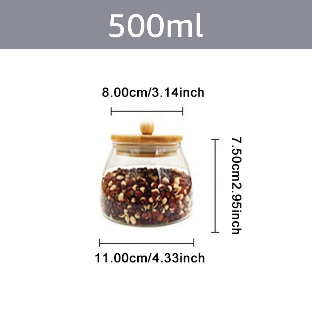 Glas Vorratsbehälter mit Holzdeckel – 500 ml/750 ml/950 ml, luftdicht, große Kapazität