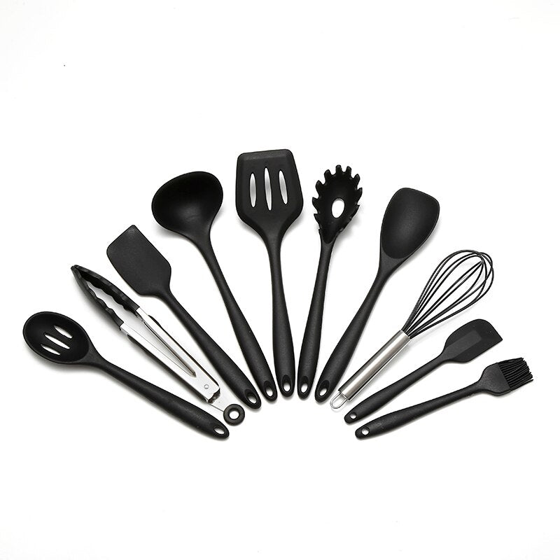 10-teiliges Silikon Küchenutensilien Set, Hitzebeständig, BPA-frei, Antihaft, Langlebig, Spülmaschinenfest
