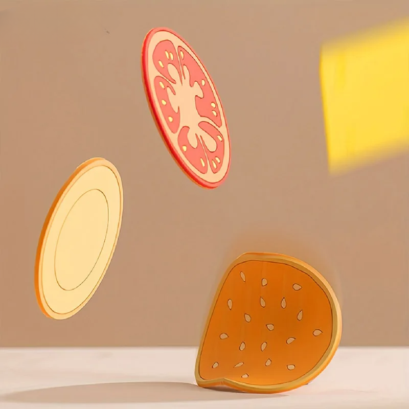 8 Stück Burger Form Coaster Set Silikon Isoliermatte für Tassen und Becher, Kreativ, Kinder Geschenk, Esszimmer Dekoration