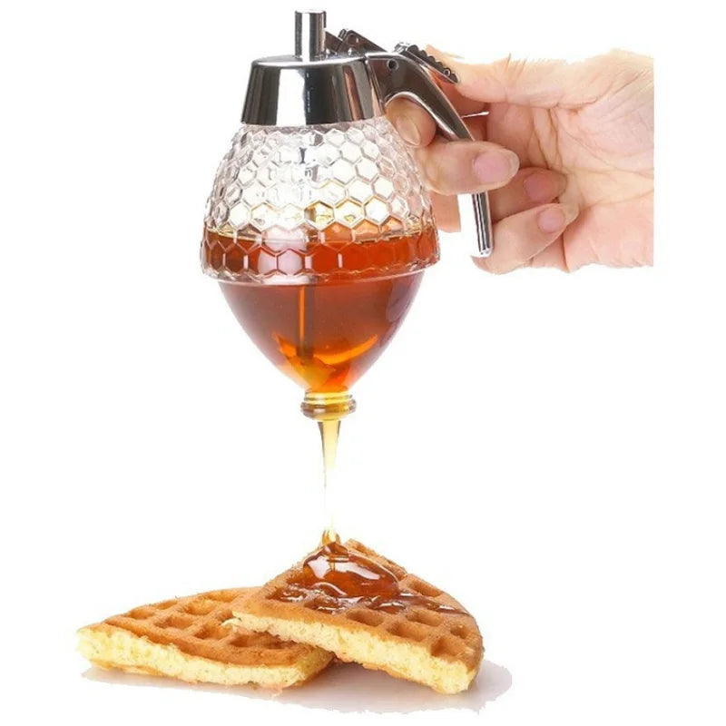 Honigspender mit Pressmechanismus 200 ml – Tropffreier Behälter für Honig, Sirup und Flüssigkeiten