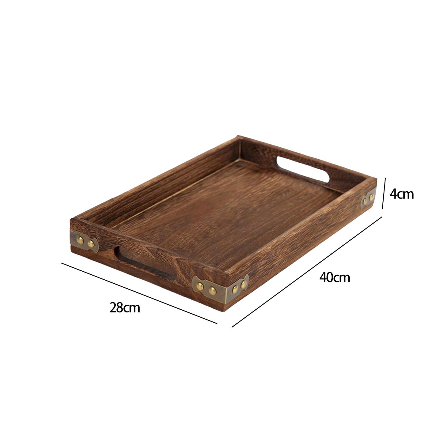 Holz Serviertablett, Multifunktional für Kaffee, Obst, Dessert und Salat – Robustes und leichtes Tablett mit Griffen für Zuhause und Terrasse