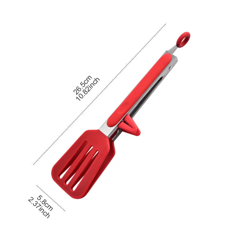 9-Zoll Edelstahl Silikon Küchenzange, Antihaft Grillszange, BBQ, Salat, Brot, Küchenaccessoires