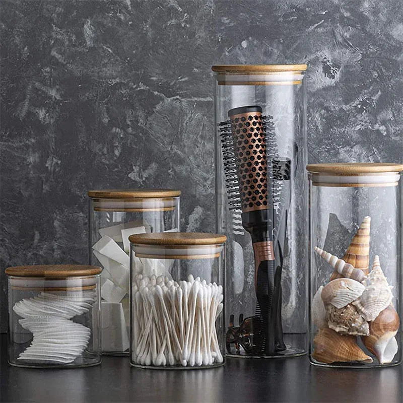 Glasbehälter mit Bambusdeckel