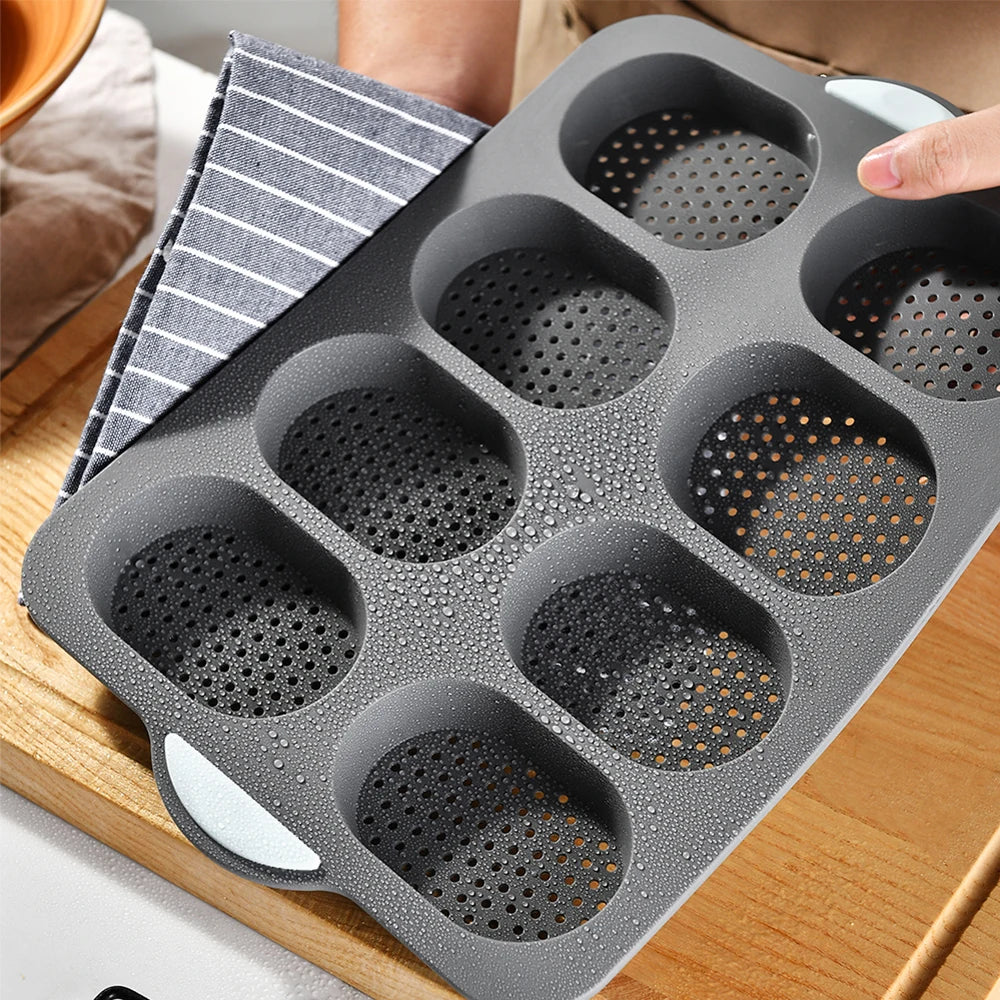 Antihaft Baguette Backform Silikon für 3 oder 8 Brote, Backform für Ofen, Ideal für Küche