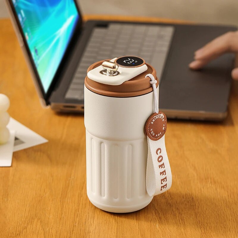 Thermo-Isolierbecher aus Edelstahl mit Temperaturanzeige, 500 ml, Tragbarer Thermobecher