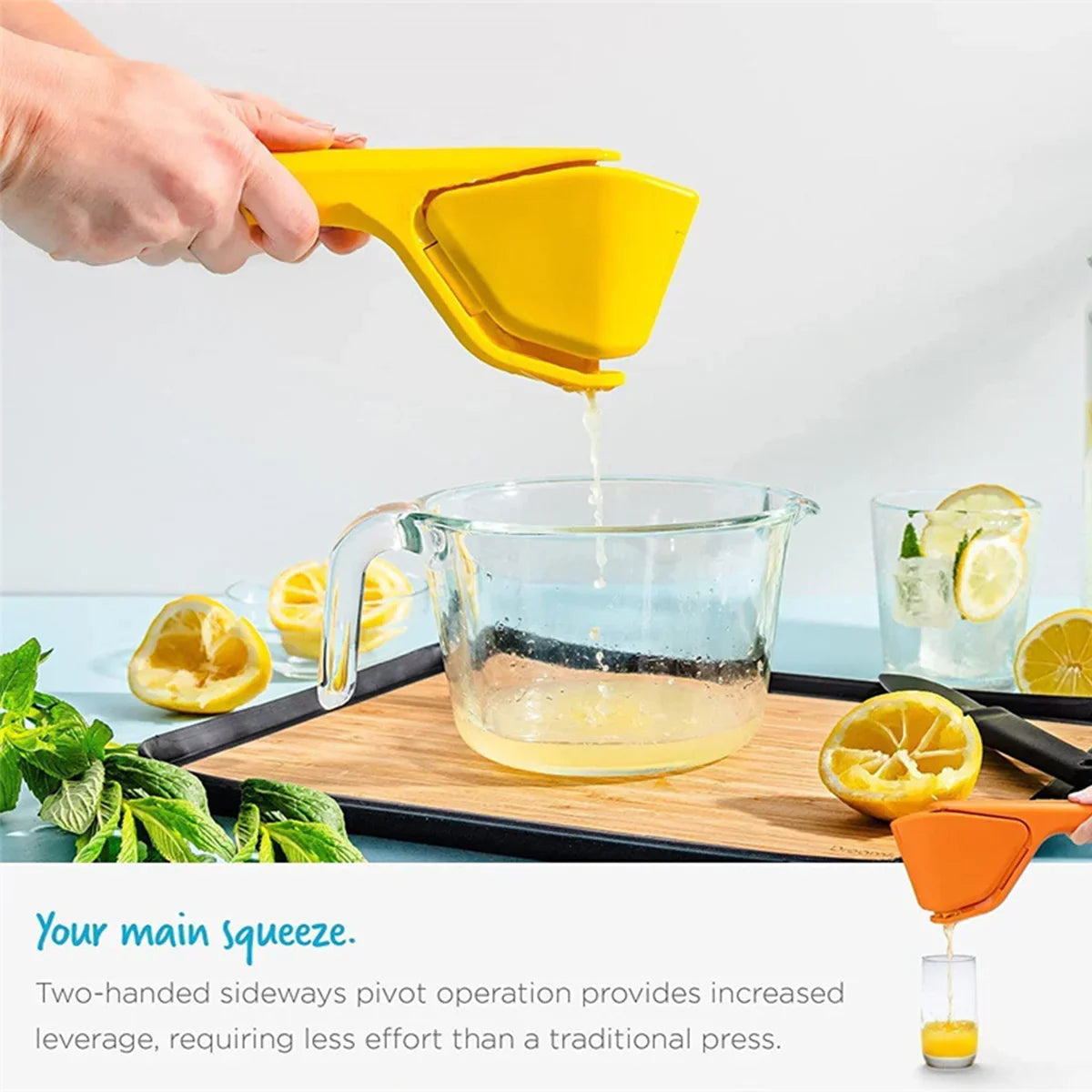 Zitronenpresse für Zitrusfrüchte – Mühelose Saftgewinnung, Ergonomisches Design, Kunststoff, 22 x 8 cm
