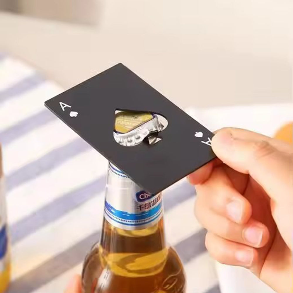 Flaschenöffner aus Edelstahl, Karten- und Kreditkartengröße, kompakt und langlebig, Bier-, Wein- und Spielkartenöffner