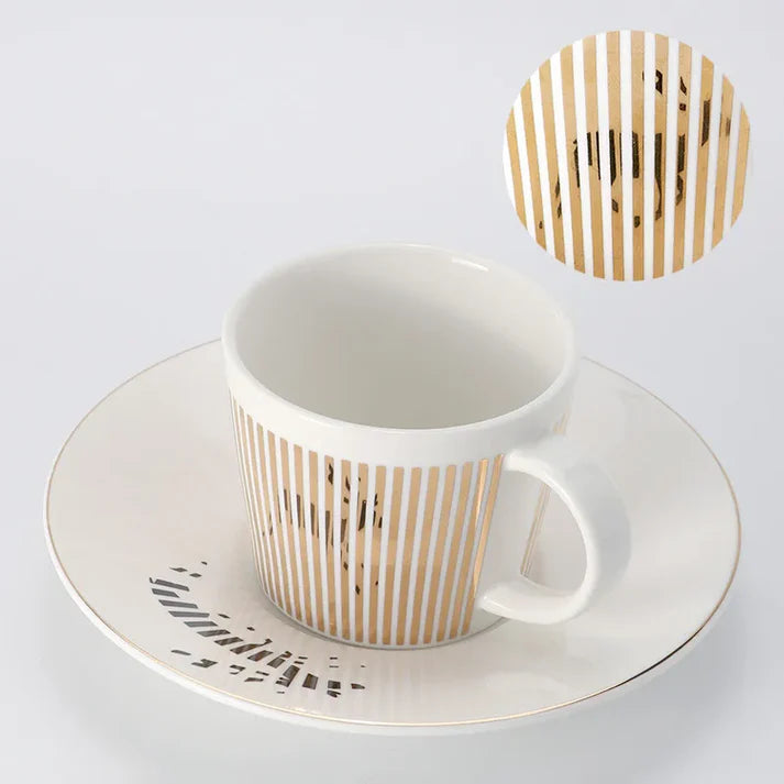 Keramik-Kaffeetasse mit Spiegelreflexionsdesign, 230 ml, Kreative Tasse mit Untertasse