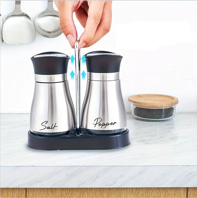 Elegante Salz- und Pfeffermühle Set Edelstahl – Transparentes Glas, Leicht zu Reinigen, Ideal für Gewürze