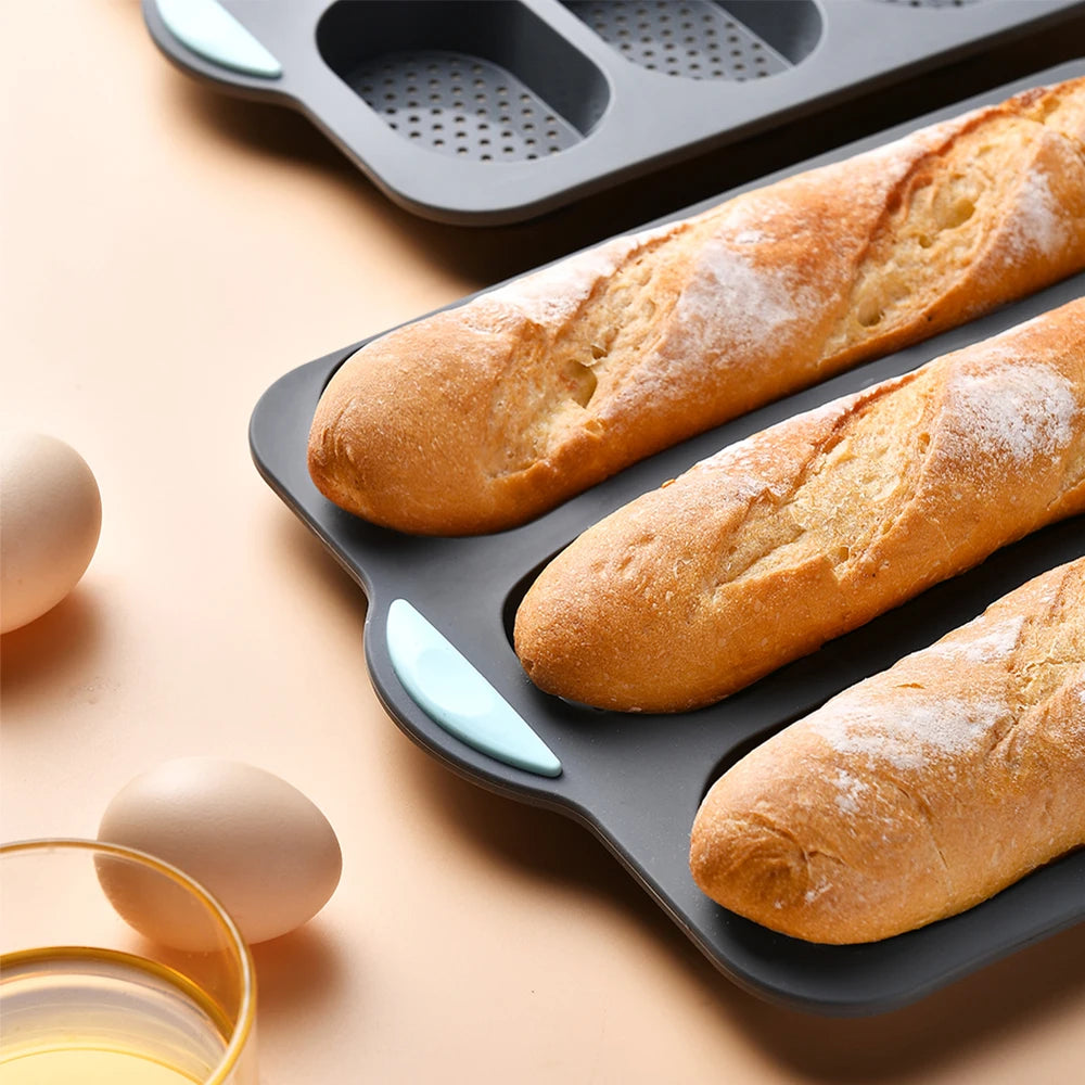 Antihaft Baguette Backform Silikon für 3 oder 8 Brote, Backform für Ofen, Ideal für Küche
