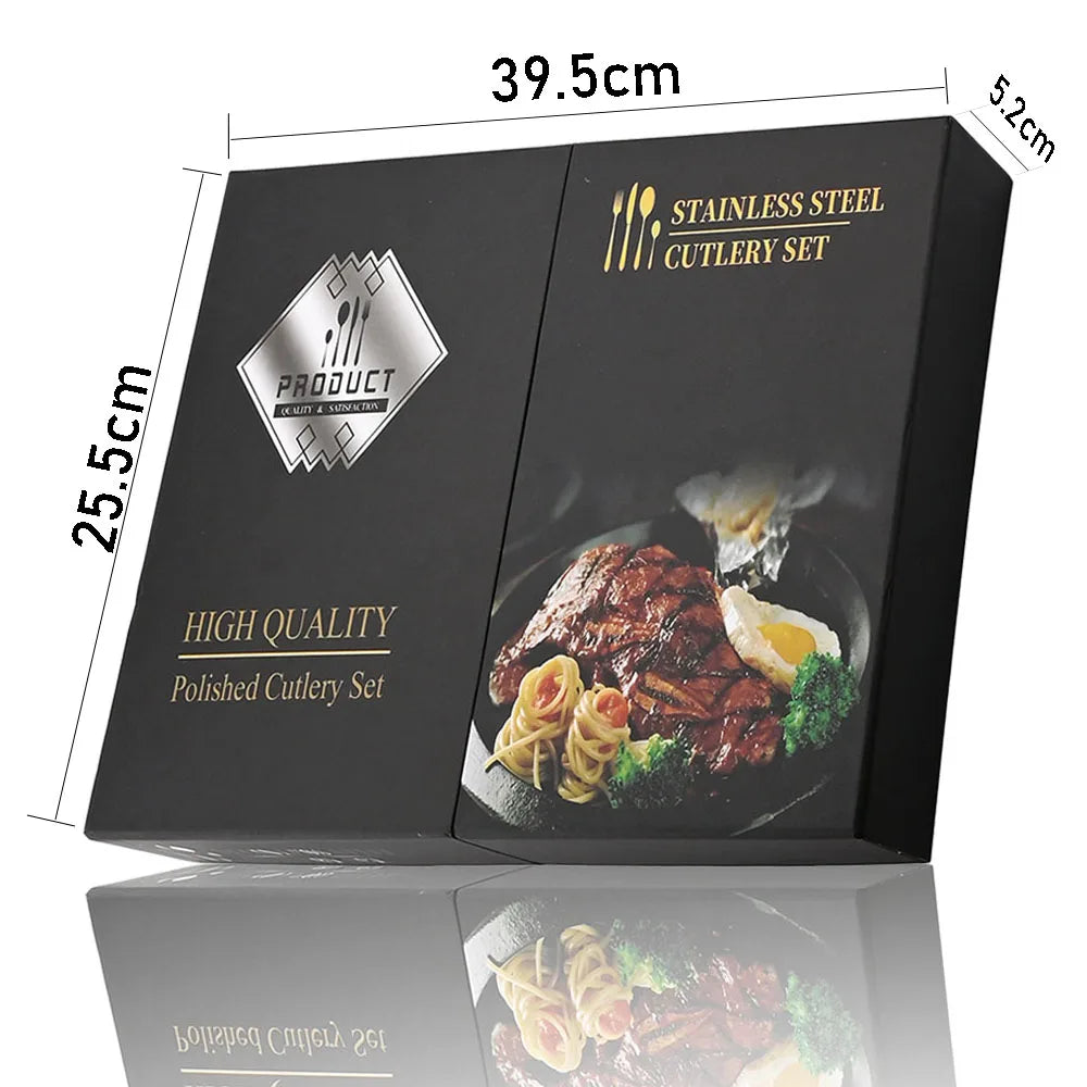 Besteckset 24-tlg. – Gold & Schwarz, Edelstahl