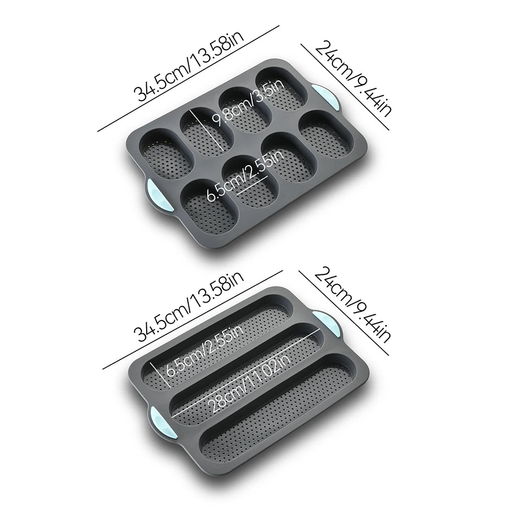 Antihaft Baguette Backform Silikon für 3 oder 8 Brote, Backform für Ofen, Ideal für Küche