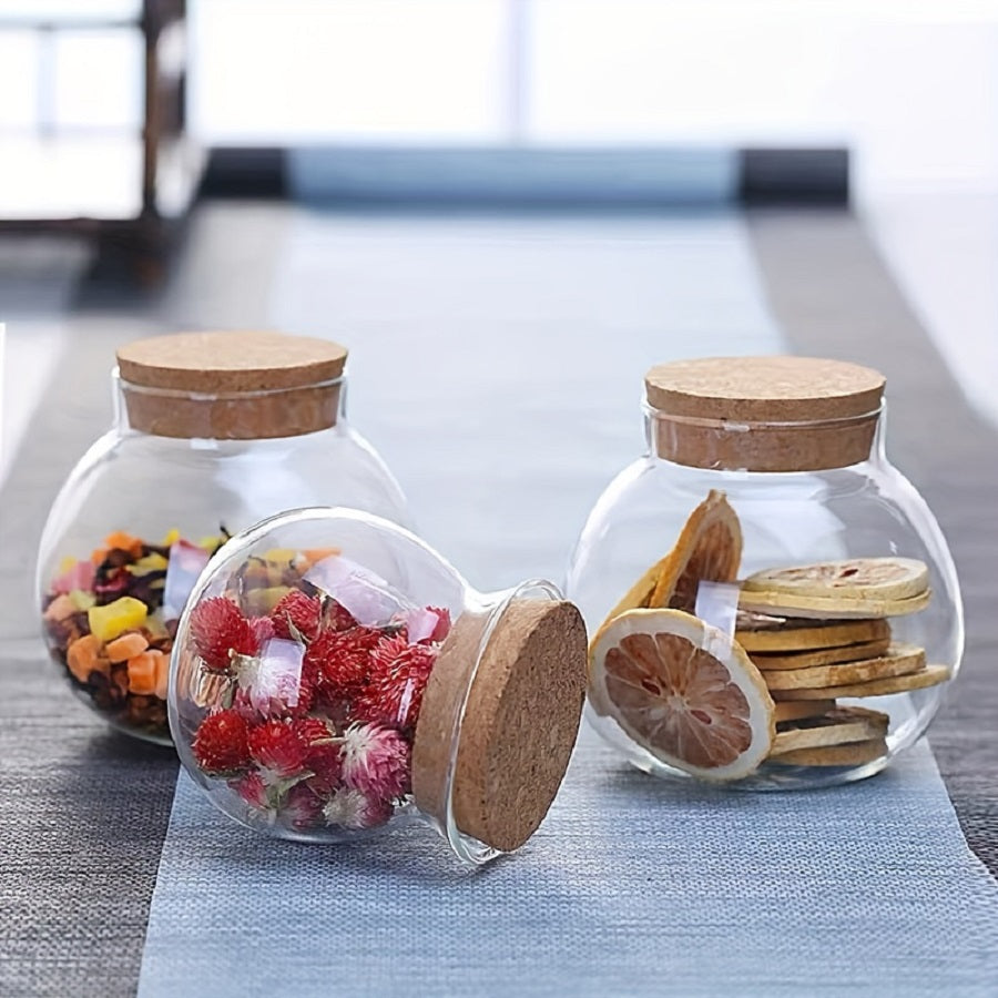 Multifunktionale Aufbewahrungsbox mit Holzdeckel – Runde Glasbehälter für Kaffee, Tee, Zucker, Mehl, Nüsse – Küchen Organizer
