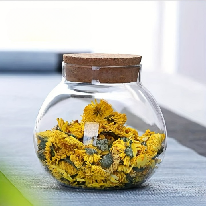Multifunktionale Aufbewahrungsbox mit Holzdeckel – Runde Glasbehälter für Kaffee, Tee, Zucker, Mehl, Nüsse – Küchen Organizer