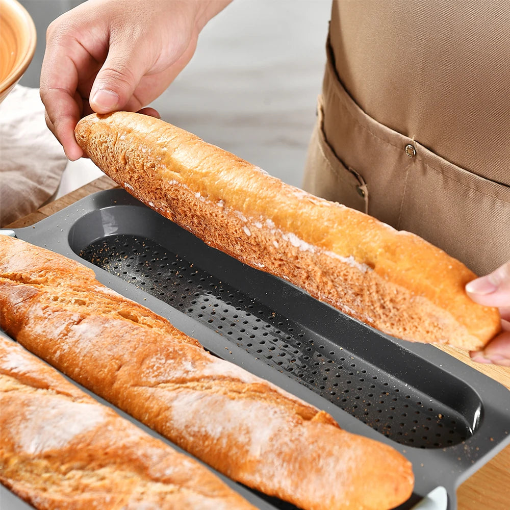 Antihaft Baguette Backform Silikon für 3 oder 8 Brote, Backform für Ofen, Ideal für Küche