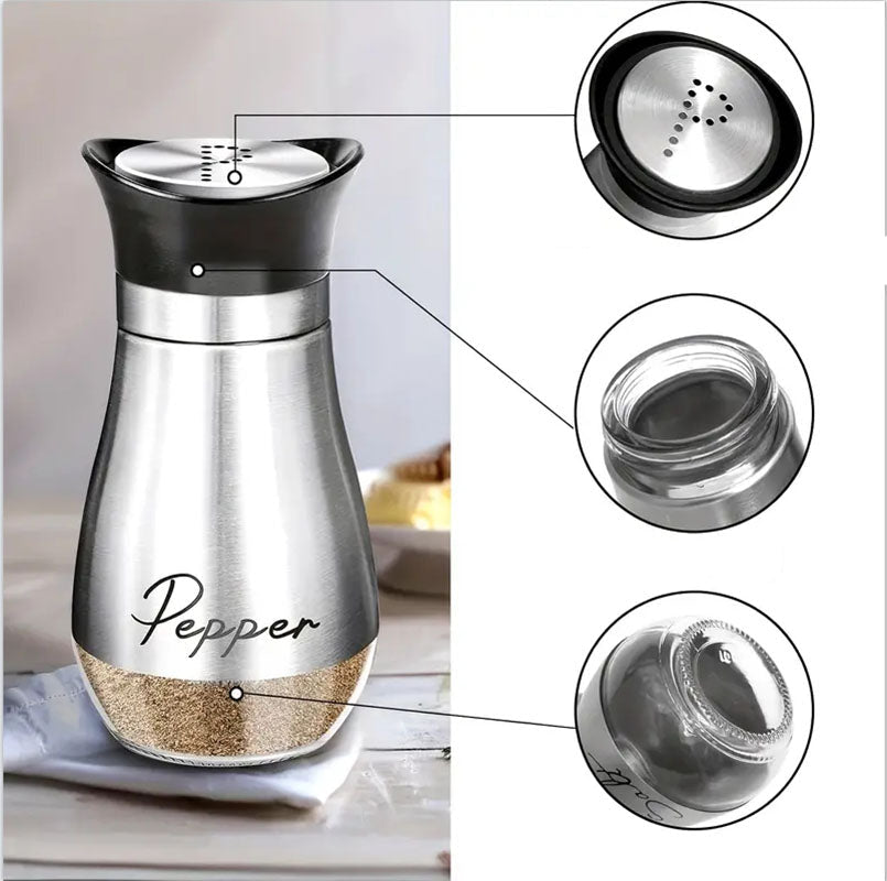 Elegante Salz- und Pfeffermühle Set Edelstahl – Transparentes Glas, Leicht zu Reinigen, Ideal für Gewürze