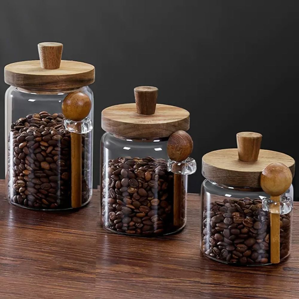 Glas Aufbewahrungsbehälter Rund mit Deckel – 400ml, 600ml, 900ml, Luftdicht für Küche, Kaffee und Tee