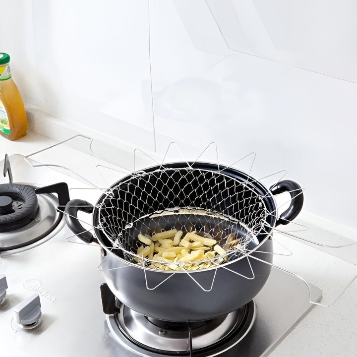 Multifunktionaler faltbarer Frittierkorb aus Edelstahl – Perfekt für Küche und Frittieren