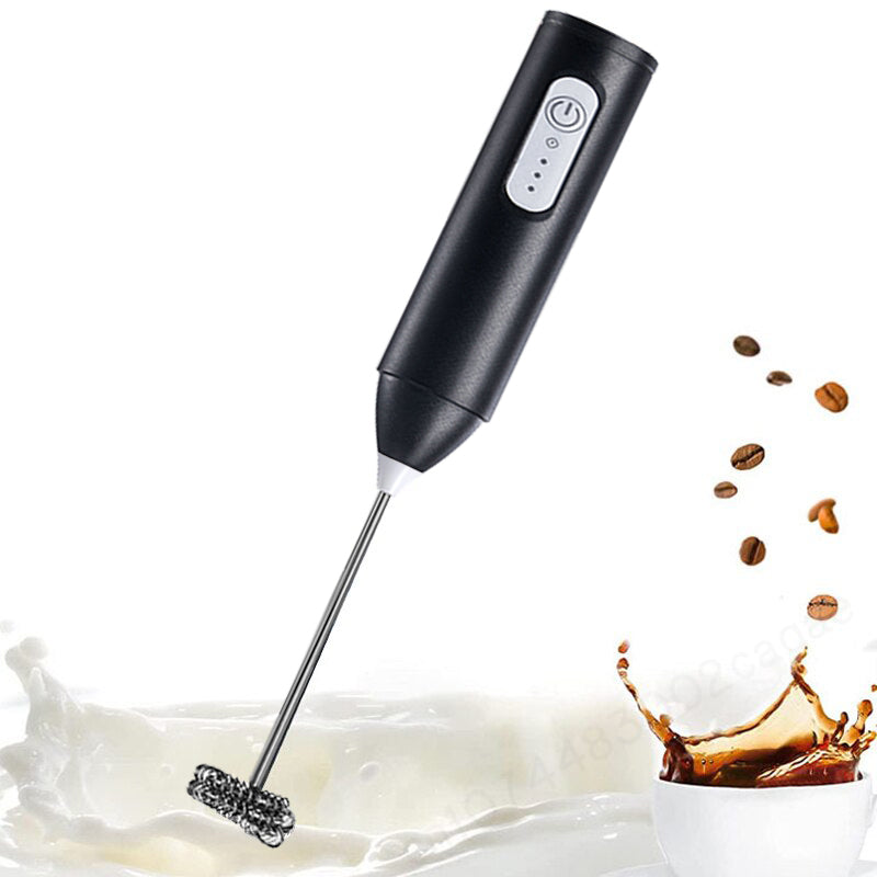 Kabelloser Milchaufschäumer Elektrisch, Type-C Handmixer, Mini Edelstahl Kaffeeschäumer für Cappuccino und Creme