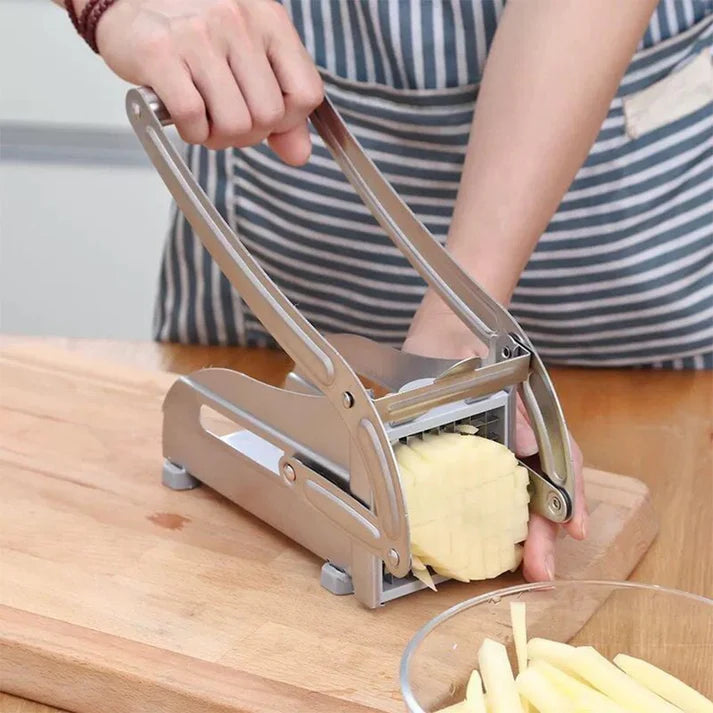 Edelstahl Kartoffelschneider, Gemüseschneider für einfache Zubereitung von Pommes und Gemüse