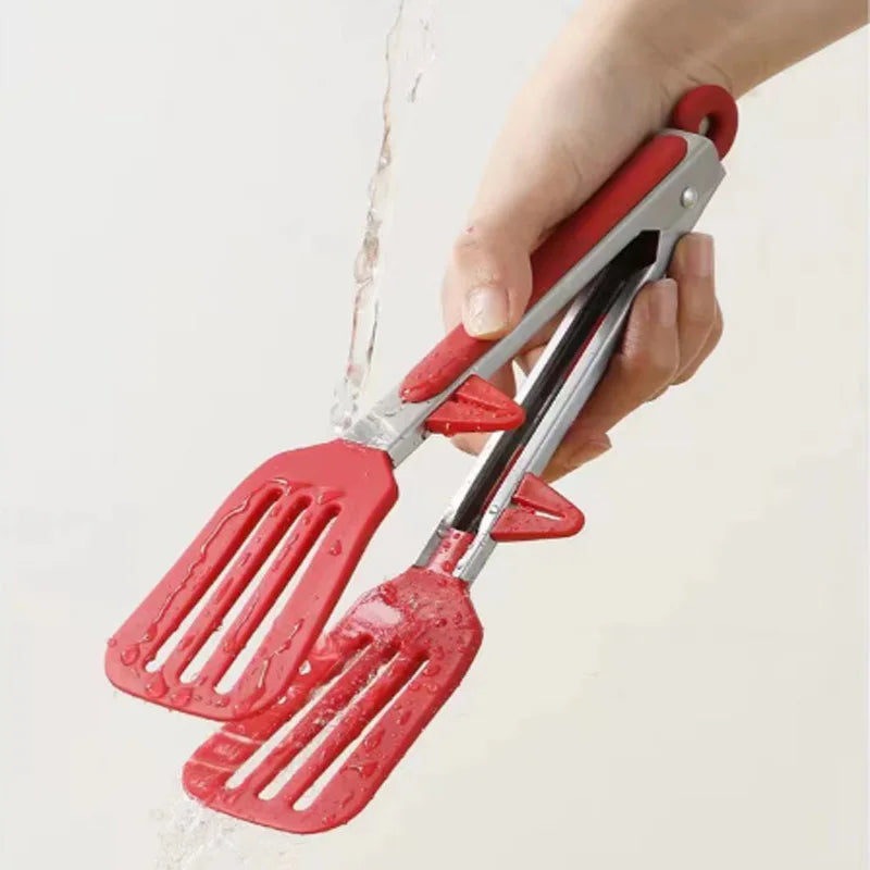 9-Zoll Edelstahl Silikon Küchenzange, Antihaft Grillszange, BBQ, Salat, Brot, Küchenaccessoires