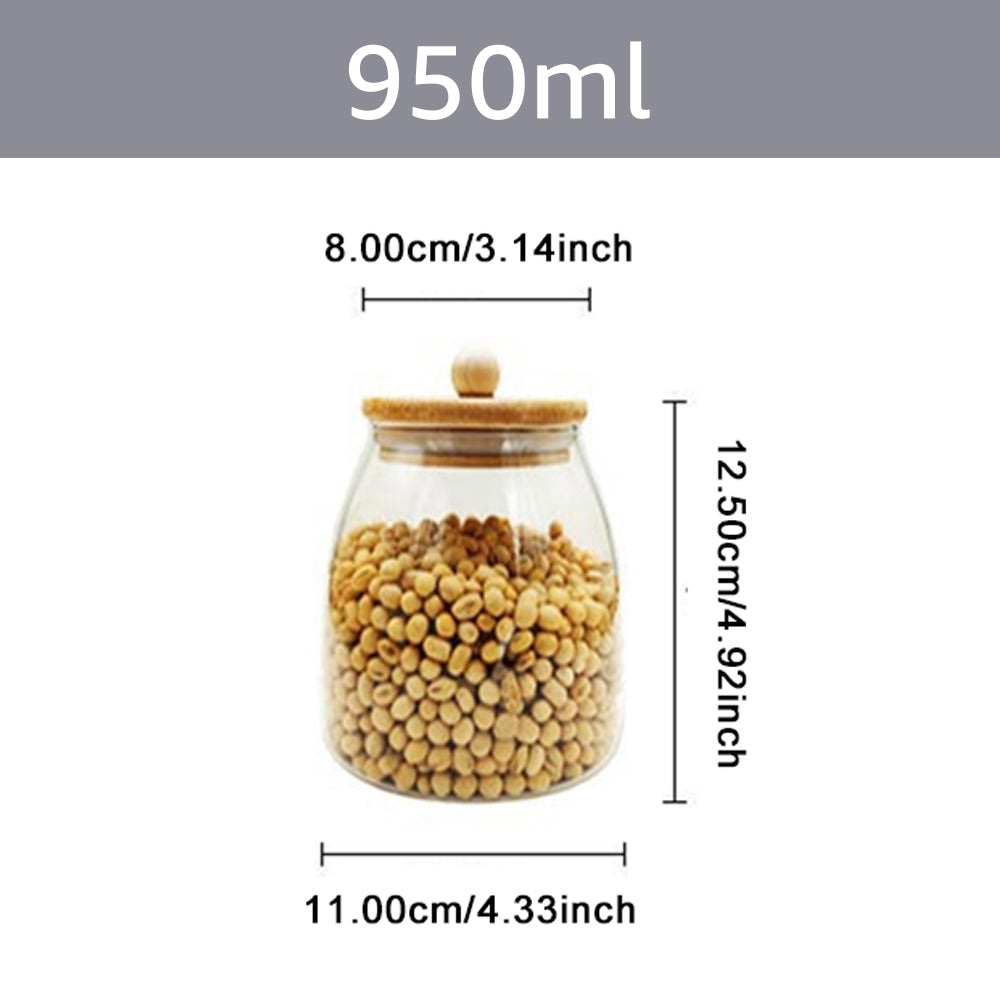 Glas Vorratsbehälter mit Holzdeckel – 500 ml/750 ml/950 ml, luftdicht, große Kapazität