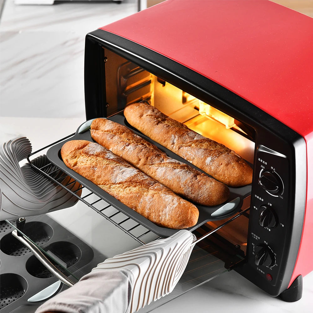 Antihaft Baguette Backform Silikon für 3 oder 8 Brote, Backform für Ofen, Ideal für Küche