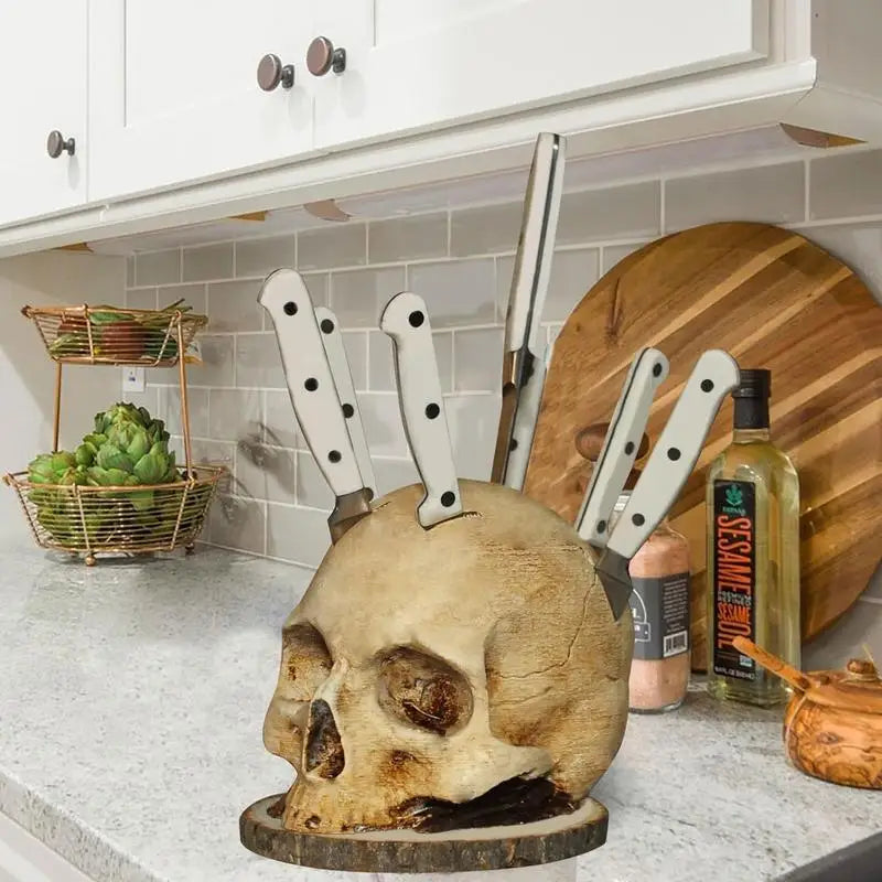 Totenkopf Messerhalter – Gothic Style für 7 Messer
