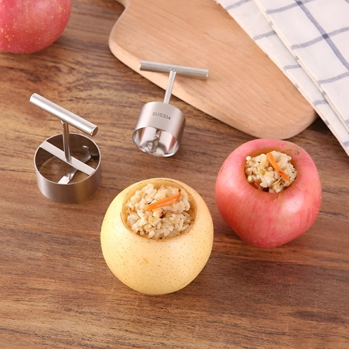 Fruchtkern- und Kernseparator aus Edelstahl, Entkerner für Äpfel und Pfirsiche, 2 Stück