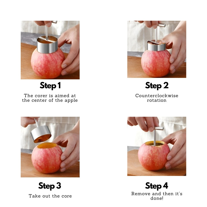 Fruchtkern- und Kernseparator aus Edelstahl, Entkerner für Äpfel und Pfirsiche, 2 Stück