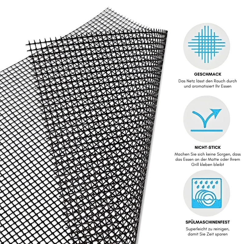 Antihaft-Grillmatte aus Mesh – Wiederverwendbar, Hitzebeständig bis 371°C, Set mit 5 Stück