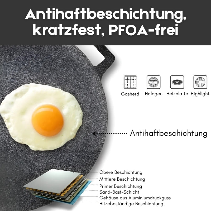 Koreanische Antihaft-Grillpfanne mit Medizinischer Steinbeschichtung – Für Gas & Induktion, 30-36 cm
