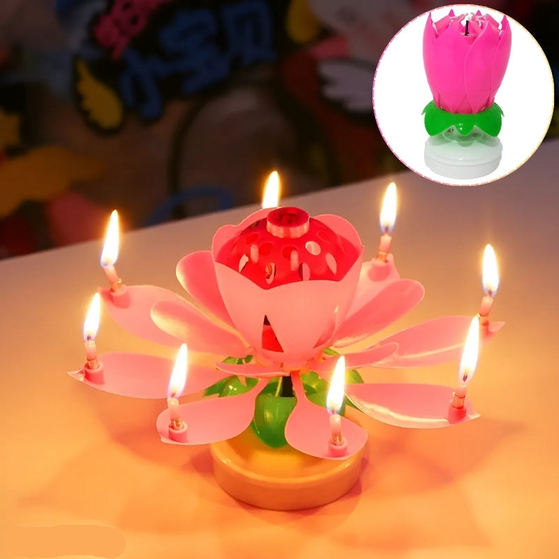 Set of 3 rotierende Lotus-Musikkerzen für Geburtstags- & Partydekoration – Magische Kerze mit Musik, Ideal für Feiern