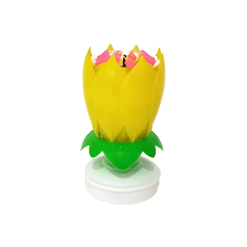 Set of 3 rotierende Lotus-Musikkerzen für Geburtstags- & Partydekoration – Magische Kerze mit Musik, Ideal für Feiern